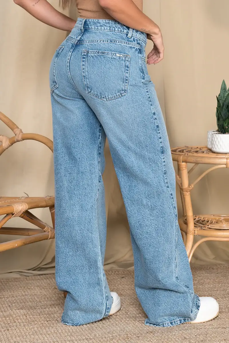 Jean Wide Leg Tiro Alto Pretina Asimétrica Marca Trucco´s - Image 5