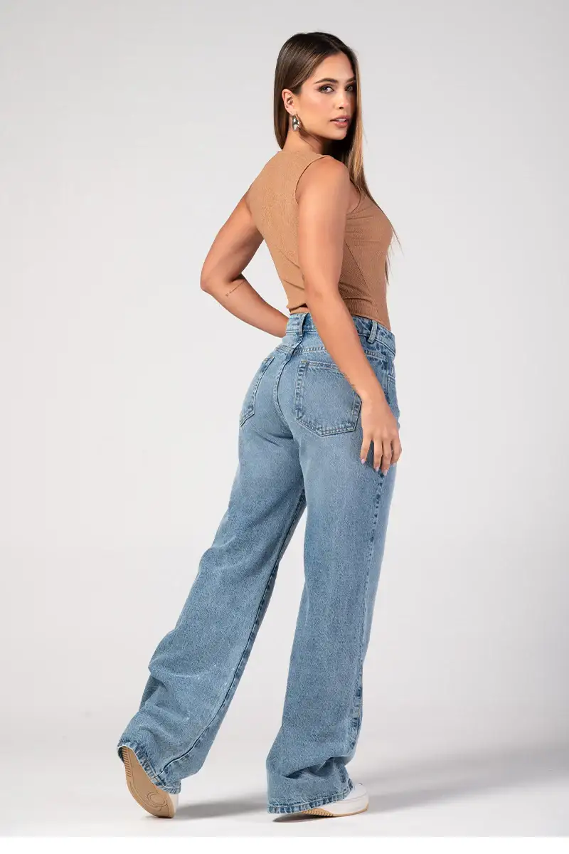 Jean Wide Leg Tiro Alto Pretina Asimétrica Marca Trucco´s - Image 7