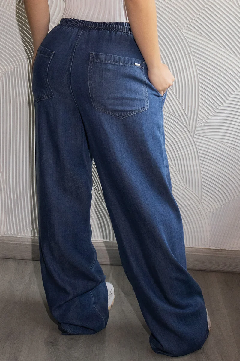 Jean Wide Leg Azul Medio con Cintura Elástica Marca Trucco´s - Image 3